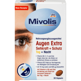 Витаминный комплекс для глаз Mivolis Augen Extra Sehkraft + Schutz, Tag + Nacht, Kapslen 30шт
